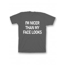Мужская футболка с прикольным принтом "I am nicer than my face looks"