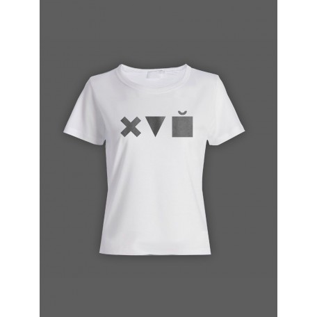 Женская футболка с прикольным принтом "X triangle cube"