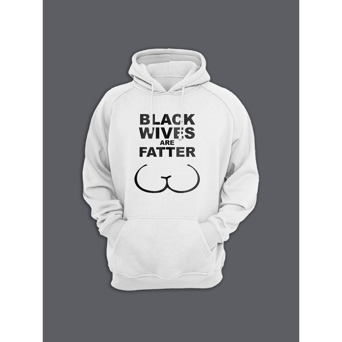 Прикольная мужская толстовка с капюшоном - худи с принтом "Black wives are fatter"