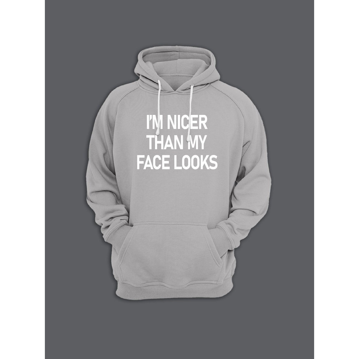 Модная толстовка с капюшоном без молнии - худи с принтом "I am nicer than my face looks"