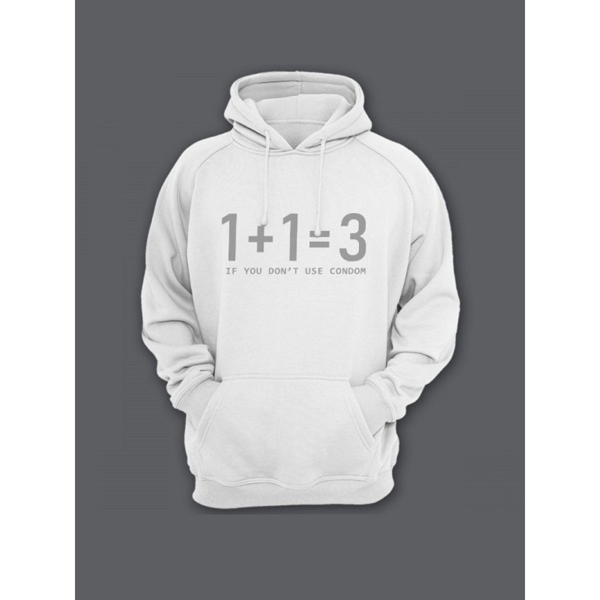 Модная толстовка с капюшоном без молнии - худи с принтом "1+1=3"