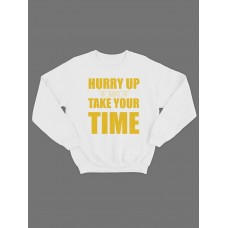 Крутая толстовка с оригинальной надписью Hurry up / Свитшот женский с принтом