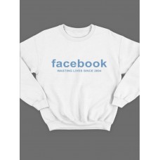Модный свитшот - толстовка без капюшона и без молнии с принтом "Facebook wasting lives since 2004"