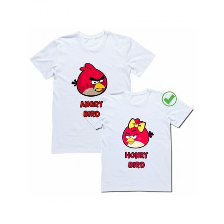 Футболки для двоих со смешными надписями Angry bird & Honey bird/Парные для влюбленных