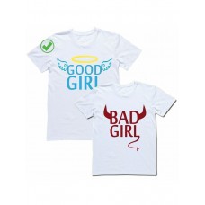Парные футболки для влюбленных, для подруг с надписью Good girl&bad girl/для двоих