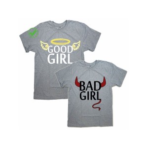 Парные футболки для влюбленных, для подруг с надписью Good girl&bad girl/для двоих