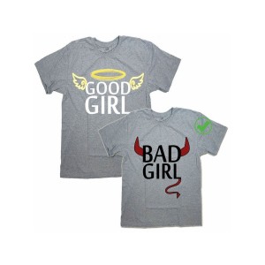 Парные футболки для влюбленных, для подруг с надписью Good girl&bad girl/для двоих