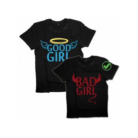 Парные футболки для влюбленных, для подруг с надписью Good girl&bad girl/для двоих