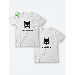 Парные футболки для мужа и жены, для парня и девушки с надписью Batman&Catwoman/для двоих