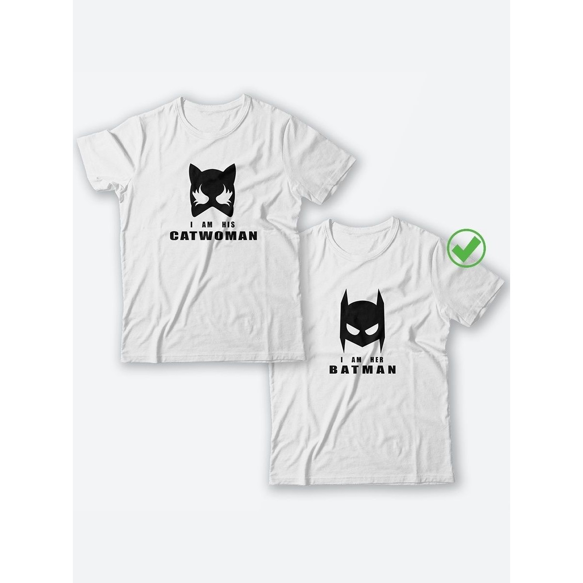 Парные футболки для мужа и жены, для парня и девушки с надписью Batman&Catwoman/для двоих