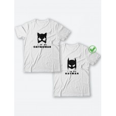 Парные футболки для мужа и жены, для парня и девушки с надписью Batman&Catwoman/для двоих