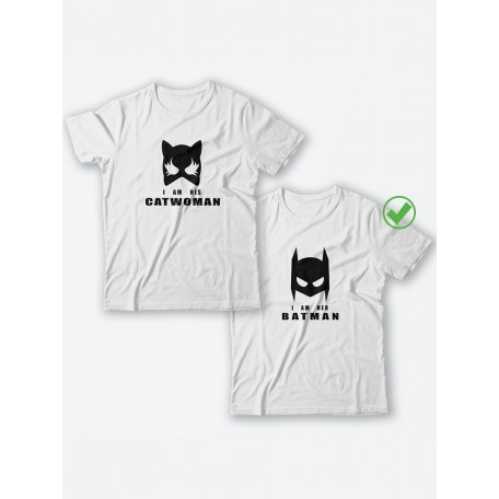Парные футболки для мужа и жены, для парня и девушки с надписью Batman&Catwoman/для двоих