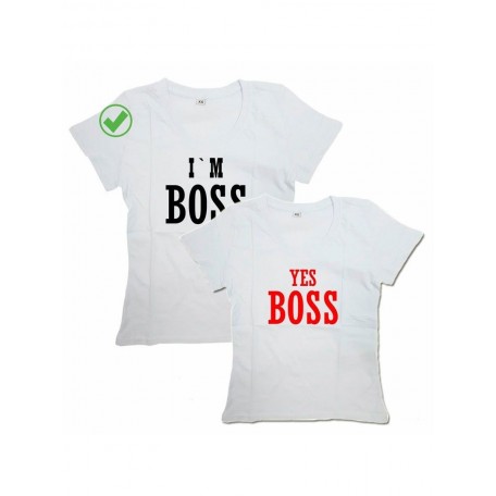 Футболки для двоих со смешными надписями I'm a boss& Yes boss/Парные для влюбленных