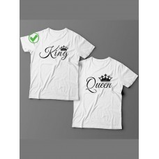 Футболки для двоих со смешными надписями с принтом King&Queen/Парные для влюбленных