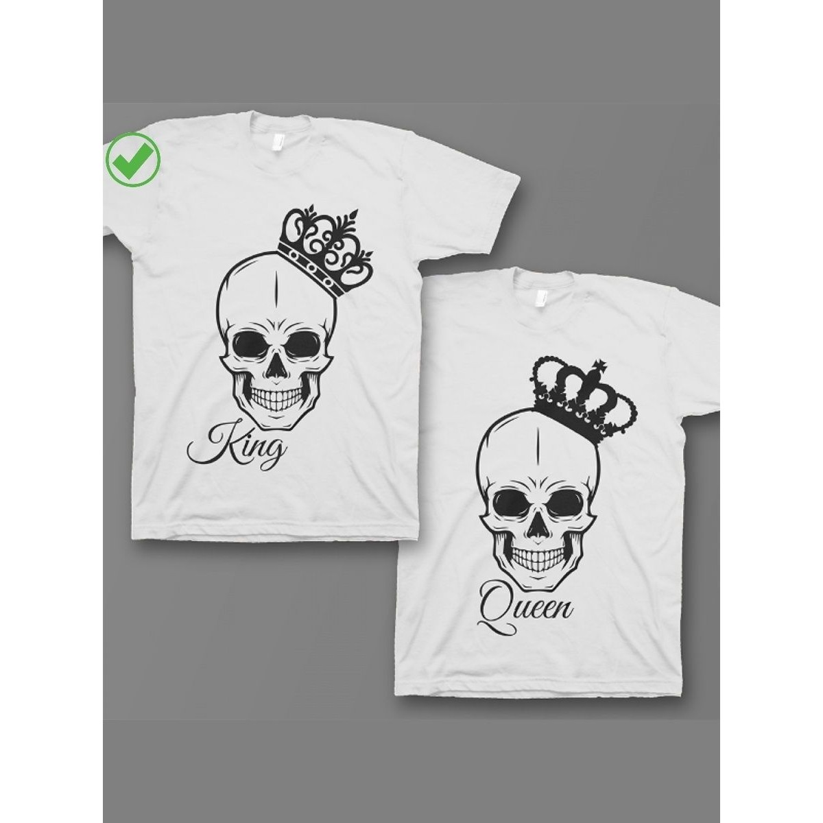 Футболки для двоих со смешными надписями с принтом King&Queen/Парные для влюбленных