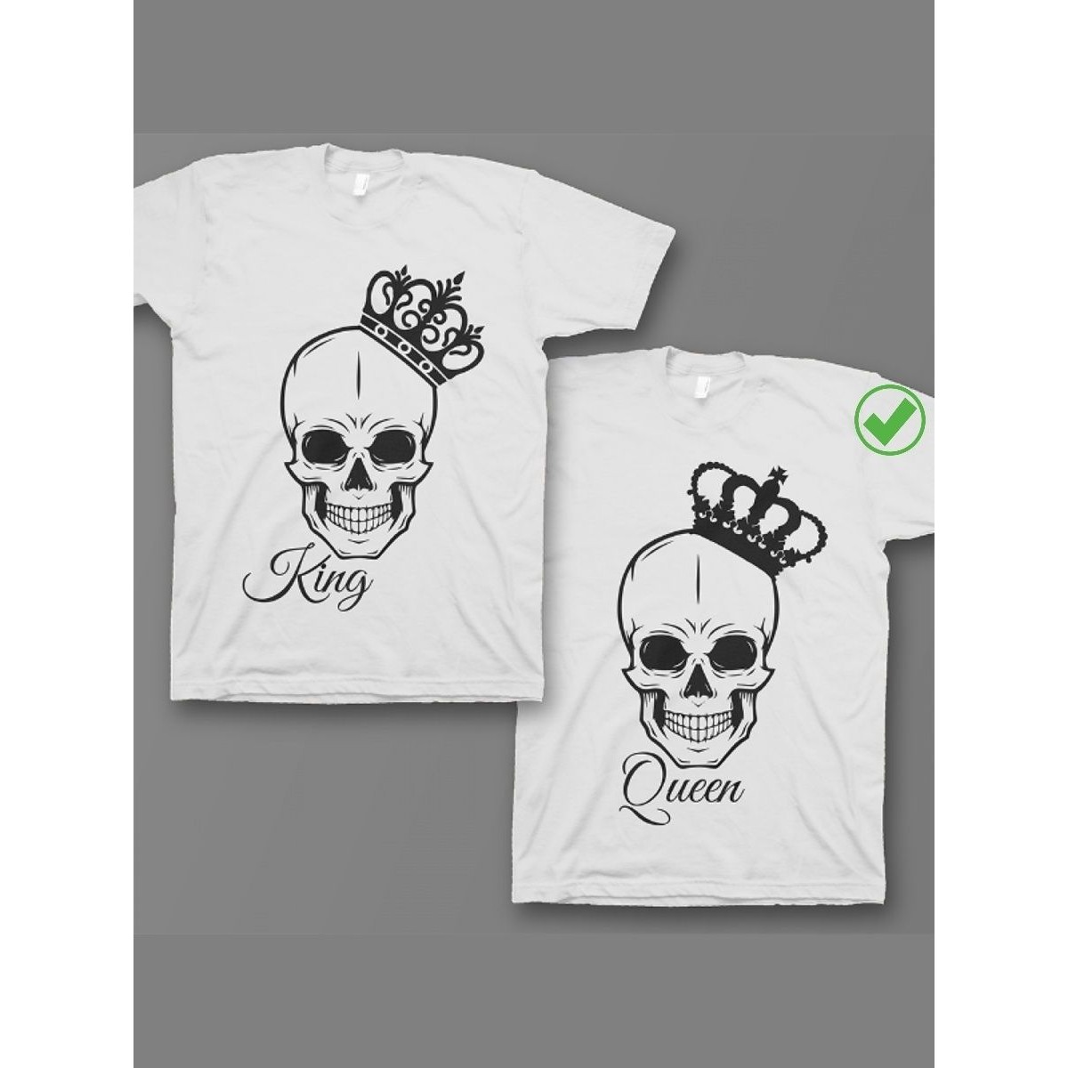 Футболки для двоих со смешными надписями с принтом King&Queen/Парные для влюбленных