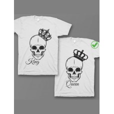 Футболки для двоих со смешными надписями с принтом King&Queen/Парные для влюбленных