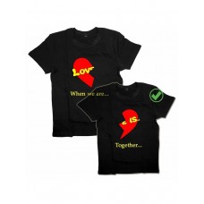 Парная футболка для двоих с принтом "Love is... when we are & together"