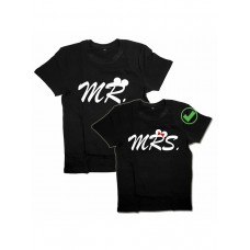 Парная футболка для двоих с принтом "Mr / Mrs"