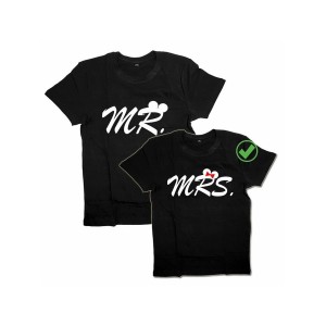 Парная футболка для двоих с принтом "Mr / Mrs"