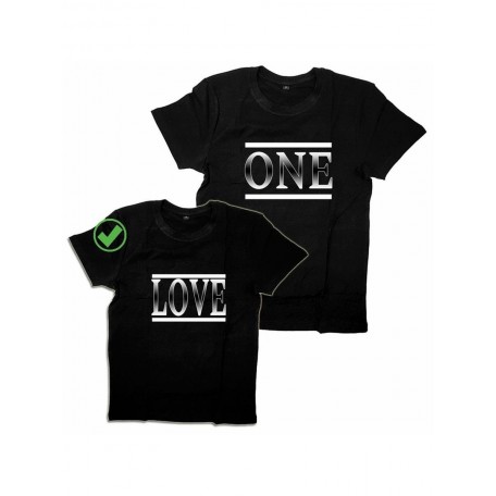 Оригинальные парные футболки для двух влюбленных / Семейный Лук с надписью One love