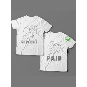 Красивые парные футболки с надписями/для влюбленных с принтом Perfect pair