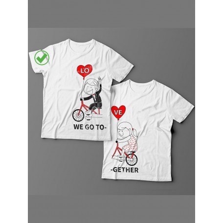 Оригинальные парные футболки для двух влюбленных / Семейный Лук с надписью We go together