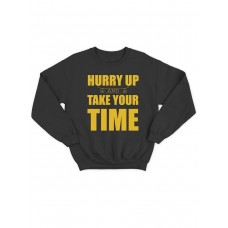 Модный свитшот - толстовка без капюшона с принтом "Hurry up and take your time" Модный свитшот - толстовка без капюшона с принтом "Hurry up and take your time"