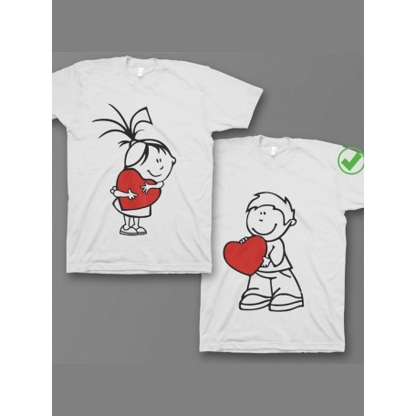 Оригинальные парные футболки для двух влюбленных / Семейный Лук с принтом Девочка&мальчик