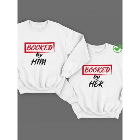 Парный свитшот для двоих с принтом "Booked by Him & Booked by Her"