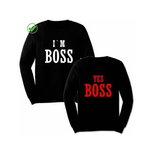 Парный свитшот для двоих с принтом "I'm Boss & Yes Boss"