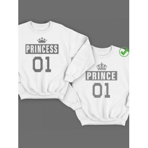 Парный свитшот для двоих с принтом "Prince (Принц) & Princess (Принцесса)"