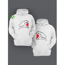 Парная толстовка для двоих - худи с принтом "Forever & Together"