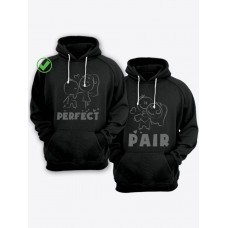 Парная толстовка для двоих - худи с принтом "Perfect (Идеальная) & Pair (Пара)" Парная толстовка для двоих - худи с принтом "Perfect (Идеальная) & Pair (Пара)"