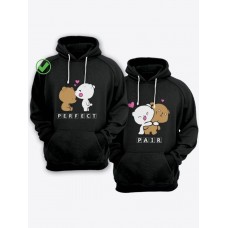 Парная толстовка для двоих - худи с принтом "Perfect (Идеальная) & Pair (Пара)" Парная толстовка для двоих - худи с принтом "Perfect (Идеальная) & Pair (Пара)"