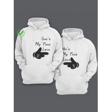 Парная толстовка для двоих - худи с принтом "She's my true love & He's my true love" Парная толстовка для двоих - худи с принтом "She's my true love & He's my true love"