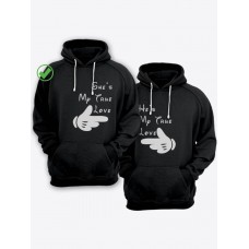 Парная толстовка для двоих - худи с принтом "She's my true love & He's my true love" Парная толстовка для двоих - худи с принтом "She's my true love & He's my true love"