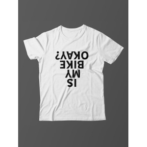 Футболка с прикольной надписью «Is my bike okay»/Оригинальная, модная мужская с принтом.