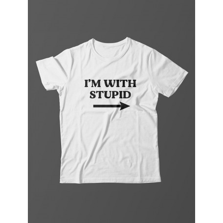 Стильная мужская футболка с надписью Im with stupid