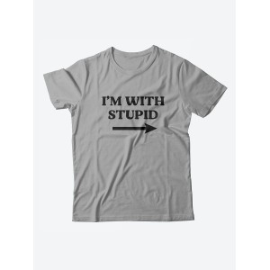 Стильная мужская футболка с надписью Im with stupid