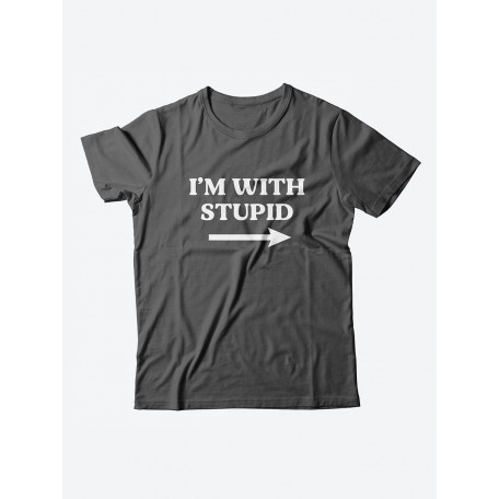 Стильная мужская футболка с надписью Im with stupid