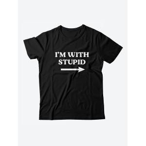 Стильная мужская футболка с надписью Im with stupid