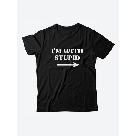 Стильная мужская футболка с надписью Im with stupid