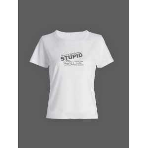Модная женская футболка с принтом «Stupid».