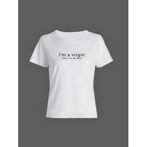 Стильная футболка с надписью I'm a virgin/Подарок женщине оригинальная с принтом