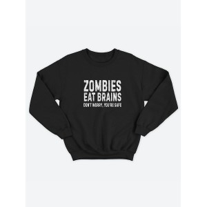 Мужской свитшот с принтом "Zombies eat brains"