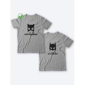 Парные футболки для мужа и жены, для парня и девушки с надписью Batman&Catwoman/для двоих