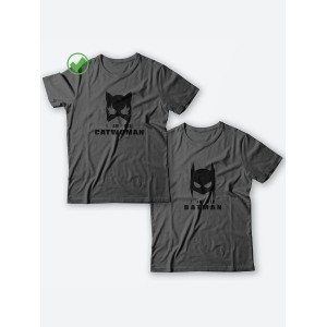 Парные футболки для мужа и жены, для парня и девушки с надписью Batman&Catwoman/для двоих