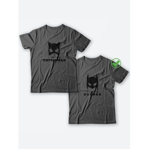 Парные футболки для мужа и жены, для парня и девушки с надписью Batman&Catwoman/для двоих