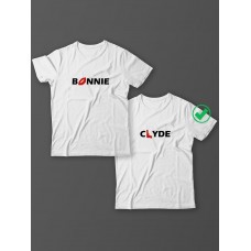 Красивые парные футболки с надписями/для влюбленных с принтом Bonnie&Clyde